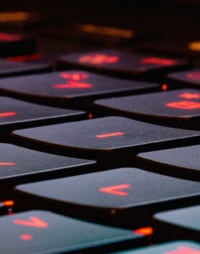 Close-up of a gaming laptop keyboard